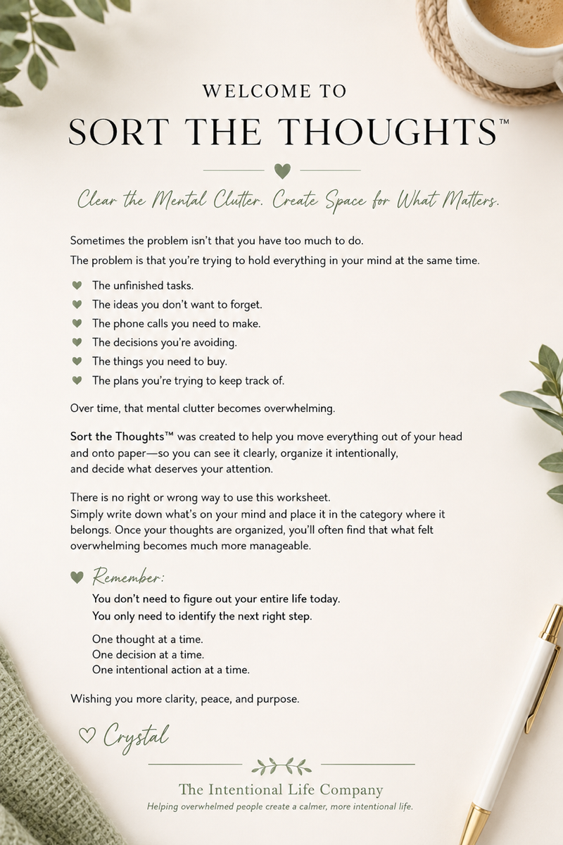Sort The Thoughts Worksheet