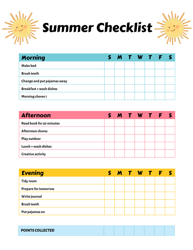Summer Planner For Kids